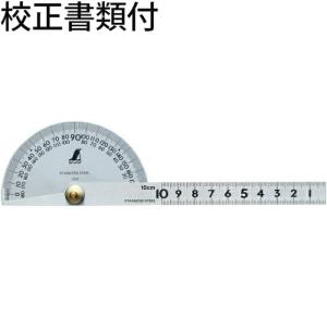シンワ測定　プロトラクター　No.１８２　シルバー　φ９０　竿目盛１０cm　針付　校正証明書+トレサビリティ体系図　 ( 62901 )｜orangetool