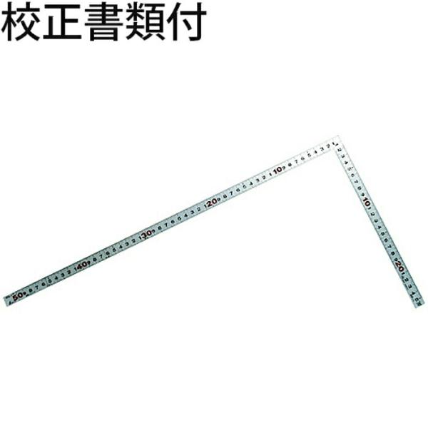シンワ測定　曲尺平ぴた　シルバー　５０cm　表裏同目　ＪＩＳ　校正証明書+トレサビリティ体系図　【1...