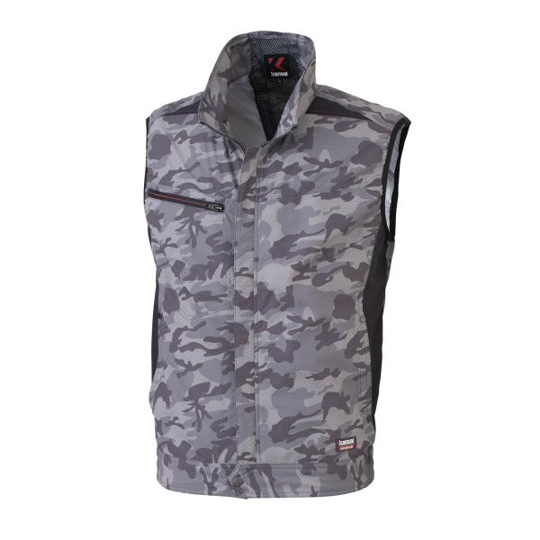 サンエス カンサイカモフラ空調風神服Rベスト  ( K1009+2グレー+LL )