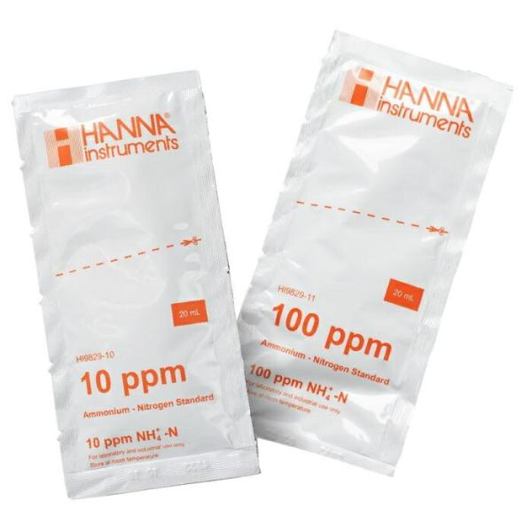 ハンナ HANNA　アンモニア態窒素10＆100PPｍ標準液セット25ｍLＸ各10袋　 ( HI 9...