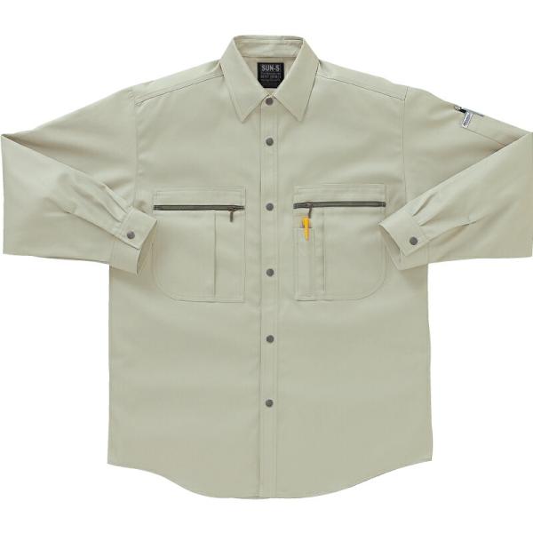 サンエス　長袖シャツ　アイボリー/LLサイズ ( WA2590 2アイボリー LL )