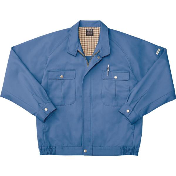 サンエス　ラグラントリカット長袖ブルゾン　ブルー/Lサイズ ( WA3200 4ブルー L )