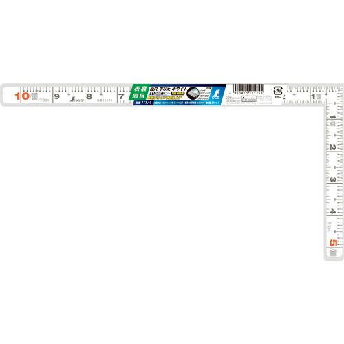 シンワ 曲尺平ぴた ホワイト 1尺 表裏同目  ( 11174 )