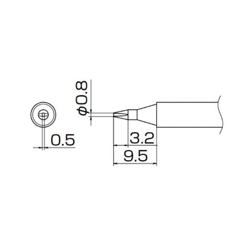 白光　こて先 0.8D型 ( T13-D08 )
