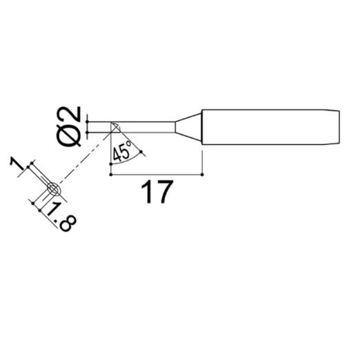 白光　こて先 2C型 くぼみ付き ( 900M-T-2CM )