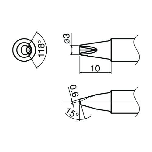 白光　こて先 溝付き ( T33-SS1610 )