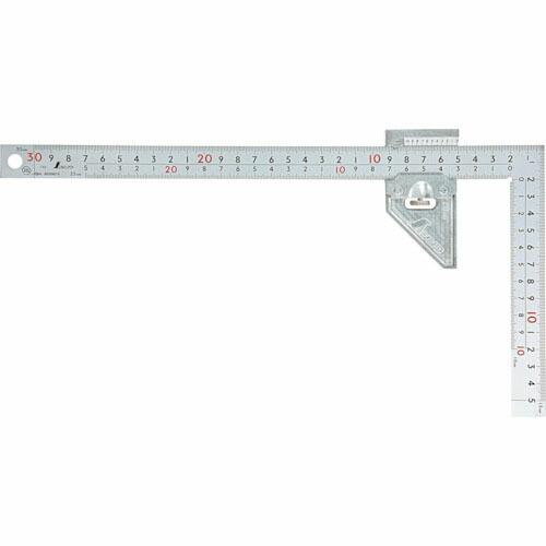 シンワ 曲尺 厚手広巾 シルバー 30cm表裏同目 8段目盛 ストッパー金属製付 JIS ( 124...