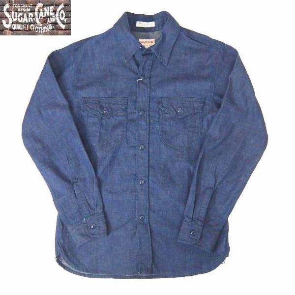 SUGAR CANE/シュガーケーン 8oz.デニムL/Sワークシャツ　ワンウォッシュ　 Mサイズ　...
