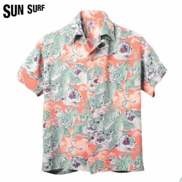 SUN SURF/サンサーフ 　ハワイアンシャツ「ONE HUNDRED TIGER」レッド　Mサイ...
