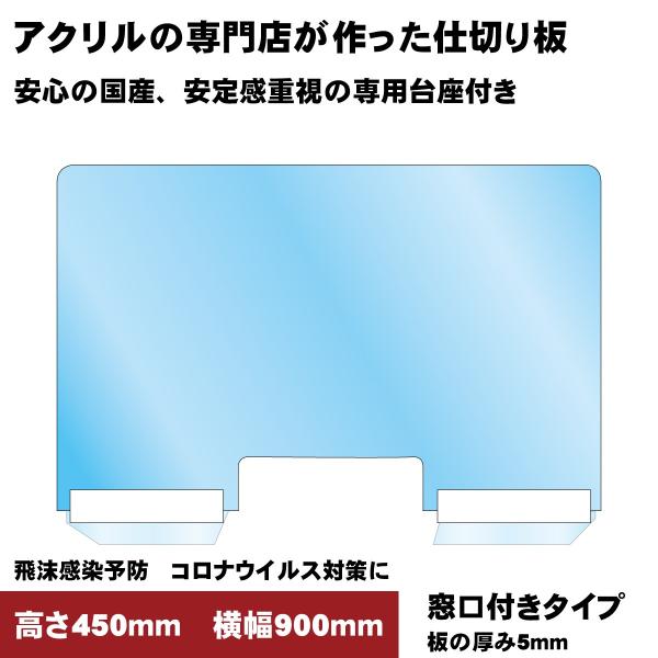 日本製 アクリル板 飛沫感染予防 コロナウイルス対策用 仕切り板 窓口付き  感染防止 間仕切り パ...