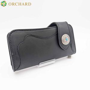 バイカーズウォレット フラワーカービング カウレザー ラウンド