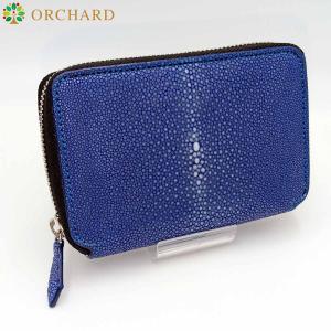 スティングレイ 折財布 ラウンドファスナー 藍色 ネイビー メンズ