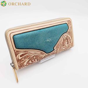 新品】スティングレイ エイ革 ラウンドジップ長財布 ブルー