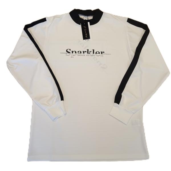 ロングモックネック　シンプル　白　黒　ゴルフウェア　伸縮性　速乾性　ストレッチ　長袖