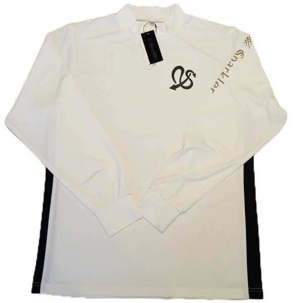 ロングモックネック　シンプル　白　黒　ゴルフウェア　伸縮性　速乾性　ストレッチ　長袖