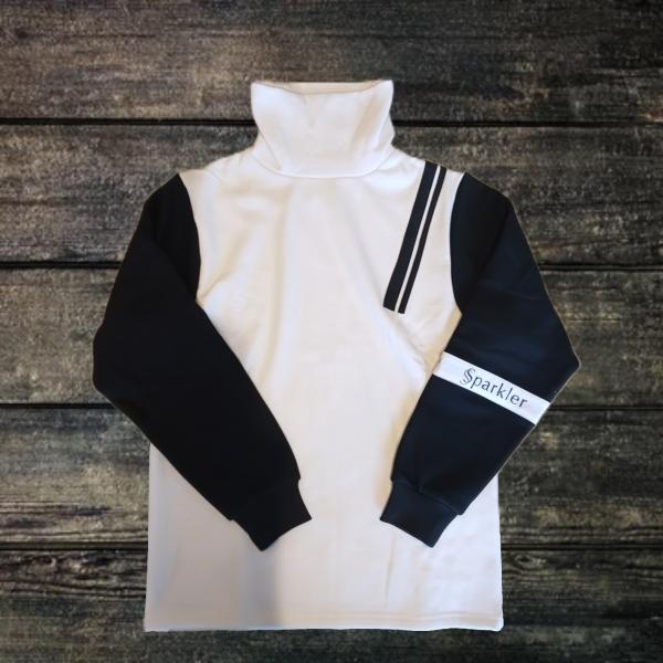 ロングモックネック　シンプル　白　黒　ゴルフウェア　伸縮性　ストレッチ　長袖　裏起毛