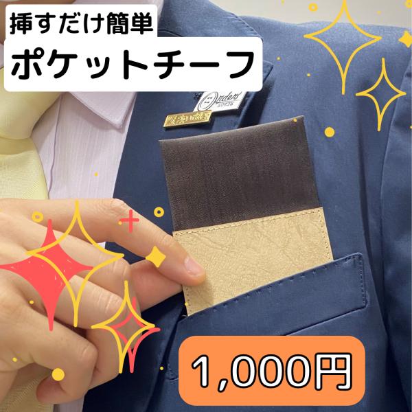 ポケットチーフ　簡単　挿すだけ　オシャレ　台紙 付き　シルク
