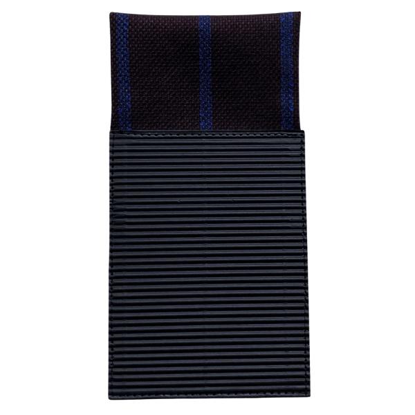 ポケットチーフ　簡単　挿すだけ　オシャレ　レッド　×　ブルー　ストライプ柄