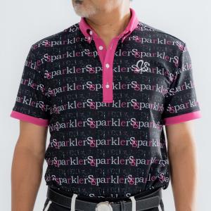 メンズゴルフウェア ピンク 黒 白 ポロシャツ ストレッチ素材 UVカット  ボタンダウンシャツ  かっこいい 柄が派手｜order-suit-seigaya