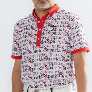 メンズゴルフウェア 赤 白 黒 ポロシャツ ストレッチ素材 UVカット  ボタンダウンシャツ シンプル かっこいい 柄が派手｜order-suit-seigaya