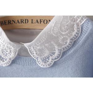 付け襟　ビジュー　綿　白/黒2色