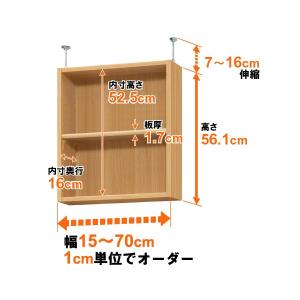 オーダーマルチラック専用 天井つっぱり上置棚【標準タイプ】奥行19cm 高さ56cm 幅30cm｜ordershunostyle