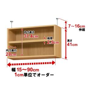 オーダーマルチラック専用 天井つっぱり上置棚【耐荷重・タフタイプ】奥行31cm 高さ41cm 幅18cm｜ordershunostyle