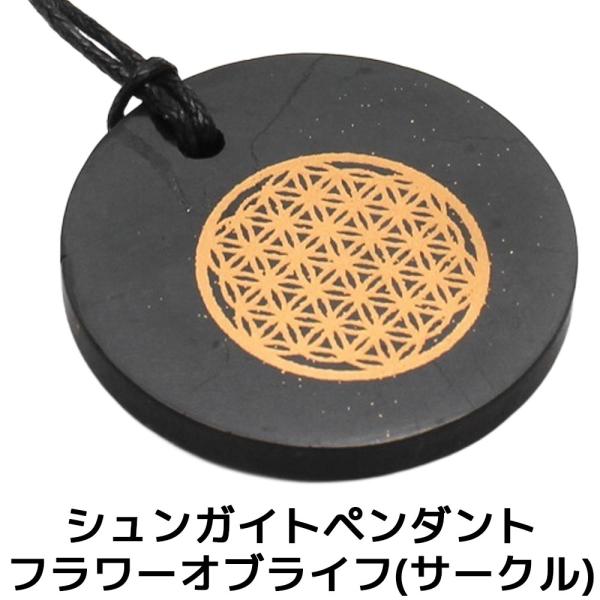 シュンガイト  ペンダント フラワーオブライフ (サークル) PE36 ネックレス ロシア カレリア...
