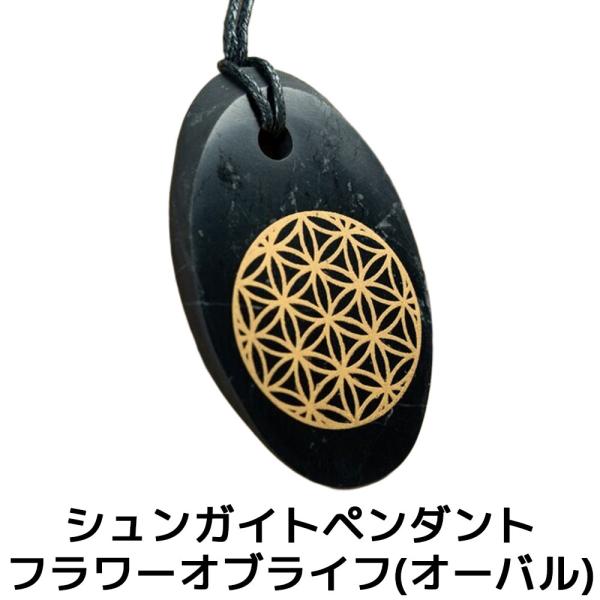 シュンガイト ペンダント フラワーオブライフ(オーバル) PE47 ネックレス ロシア カレリア共和...