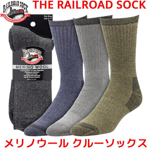 RAILROAD SOCK メリノウール クルーソックス 24cm〜30cm 靴下 メンズ レディー...