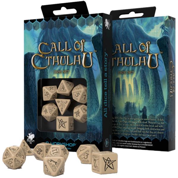 Q-WORKSHOP コールオブクトゥルフ オフィシャル ダイス ベージュ&amp;ブラック 7個セット ク...