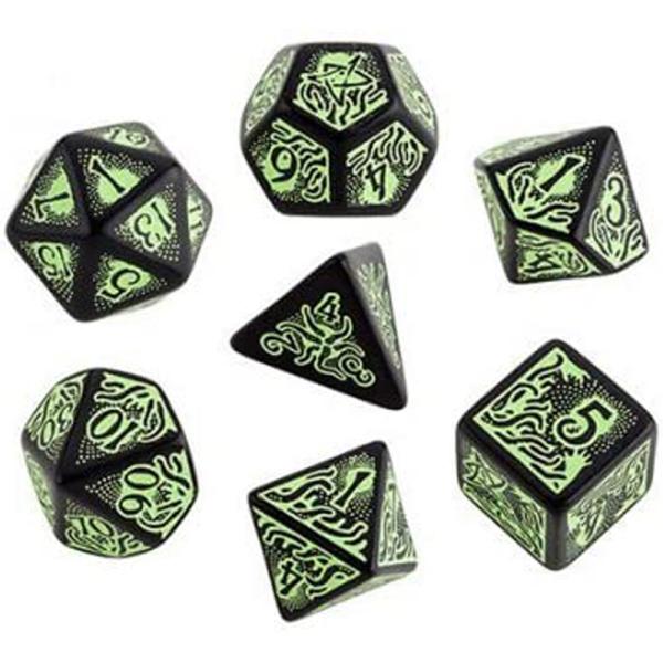 Q-WORKSHOP コールオブクトゥルフ オフィシャル ダイス 7個セット ブラック &amp; グリーン...