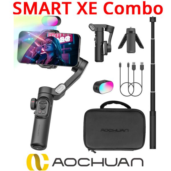 AOCHUAN SMART XE RGBライトセット スマホジンバル 折りたたみ式 手持ち スタビラ...