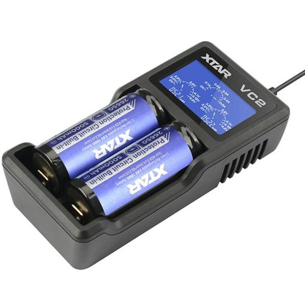 XTAR エクスター VC2 リチウムイオン 充電器 充電情報表示機能 ディスプレイ付き 2スロット...