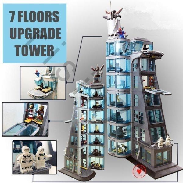 互換品 ブロック スーパー・ヒーローズ アベンジャーズ タワーの攻撃(7階建てver) ヒーロー出動...