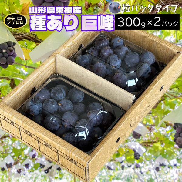 ぶどう 巨峰 種あり 秀品 粒カットパック 約0.6kg 300g×2パック クール(冷蔵便) 山形...