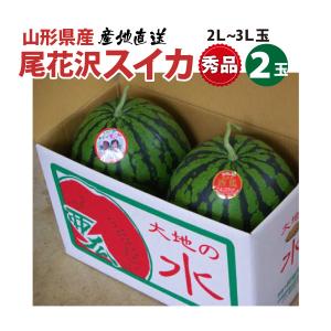 (有)あべ農園 山形県 尾花沢スイカ 秀品 2L〜3L 2玉 14kg以上
