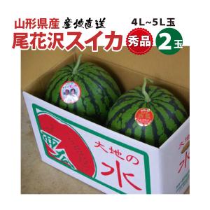 (有)あべ農園 山形県 尾花沢スイカ 秀品 4L〜5L 2玉 18kg以上 7月下旬〜順次発送｜orgale