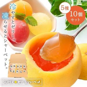 ゼリー シャーベット 5種 10個セット 送料無料 [ オレンジ 桃 グレープフルーツ レモン フランボワーズ ]  詰め合わせ お中元 ギフト 1000円ぽっきり メール便