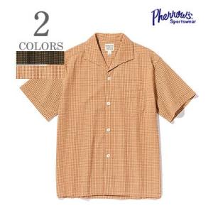 フェローズ 半袖 コットン チェック イタリアンカラーシャツ PHERROW'S ITALIAN COLLAR SHIRT 24S-PICS1｜organweb