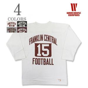 ウエアハウス 七分袖 粗挽きスラブ糸シャドーボーダー フットボールTEE WAREHOUSE FRA...