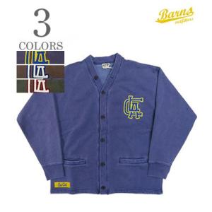 バーンズ 裏毛 レタード スウェットカーディガン BARNS ATHLETIC SWEAT CARDIGAN CAL BR-23431｜organweb