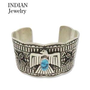 INDIAN JEWELRY ナバホ族 Thunderbird スタンプワーク バングル Navaj...