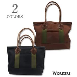 ワーカーズ 4号帆布 レザーハンドルトートバッグ オープントップ WORKERS Leather H...