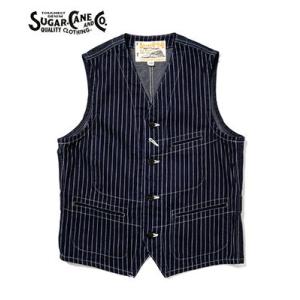 SUGAR CANE 　ウォバッシュストライプベスト SC12654 SUGAR CANE シュガーケーン SC12654 9oz ウォバッシュストライプ