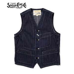 シュガーケーン ワークベスト SUGAR CANE WABASH STRIPE VEST SC12654