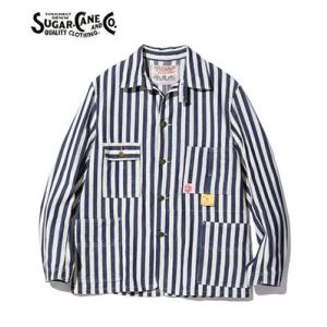 シュガーケーン  HEAD LIGHT インディゴストライプ ワークコート カバーオール SUGAR CANE FICTION ROMANCE NOS 7oz. 1/2"" INDIGO STRIPE WORK COAT SC15305｜organweb