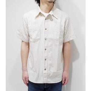 シュガーケーン 半袖 ワークシャツ SUGAR CANE 8.5oz. WHITE WABASH STRIPE WORK SHIRT SC37275｜organweb