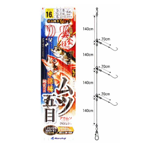 マルフジ D435 ムツ五目3本針 16-5(marufuji-525916)[M便 1/6]