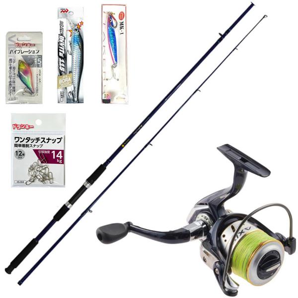 シーバスロッド ＆ PEライン付きリール フルセット ビッグシルバーファイター8.0f ＆ ラグジス...